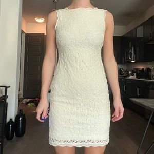 White lace detail back mini dress